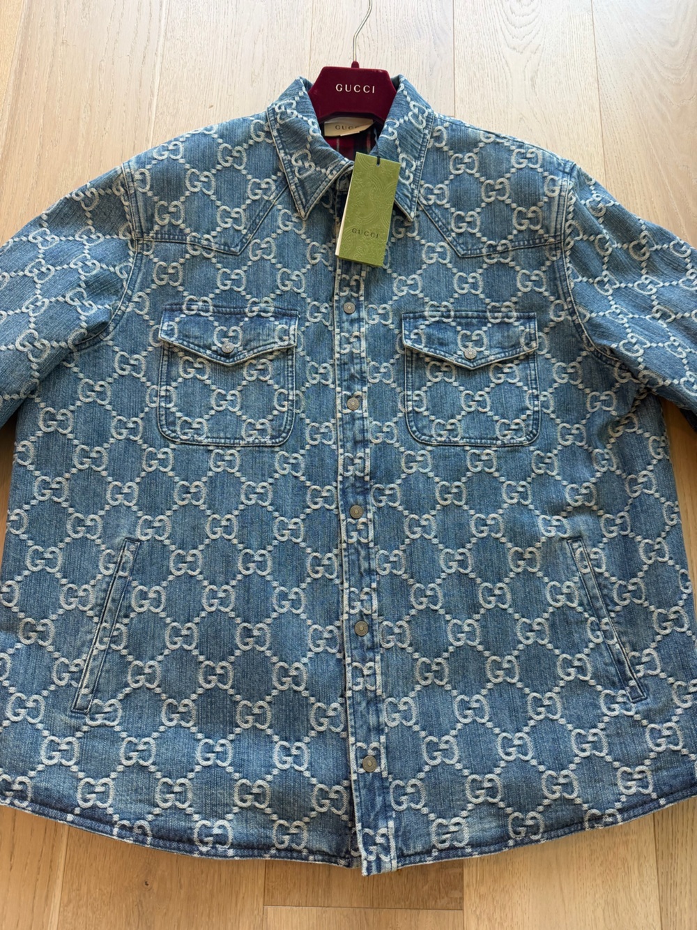 Gucci monogram denim jacket Jacquard sz 58 blue GG men - Picture 3 of 10